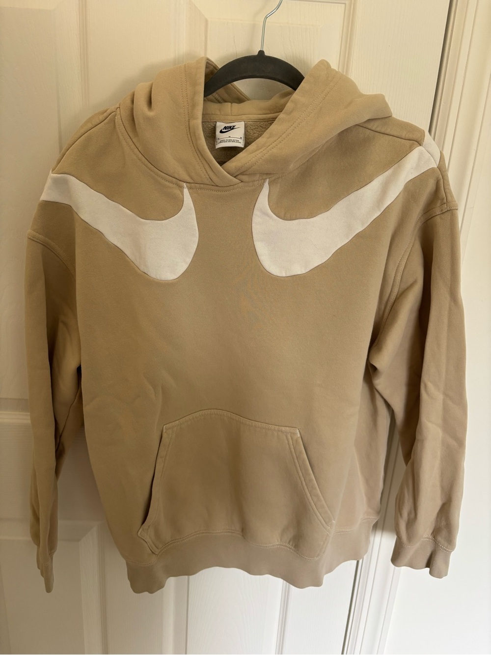 Nike Women’s Tan Hoodie with White Swoosh Accent